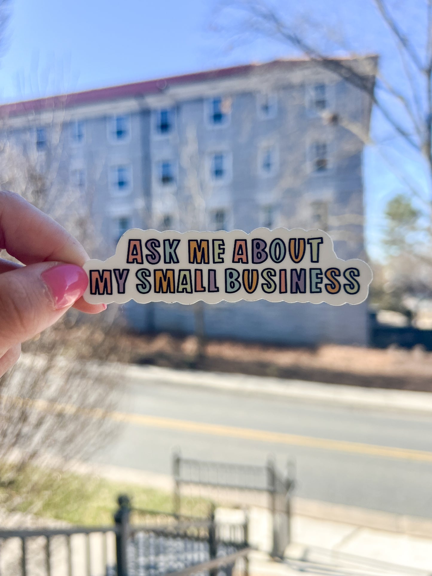 Ask me about my small business sticker