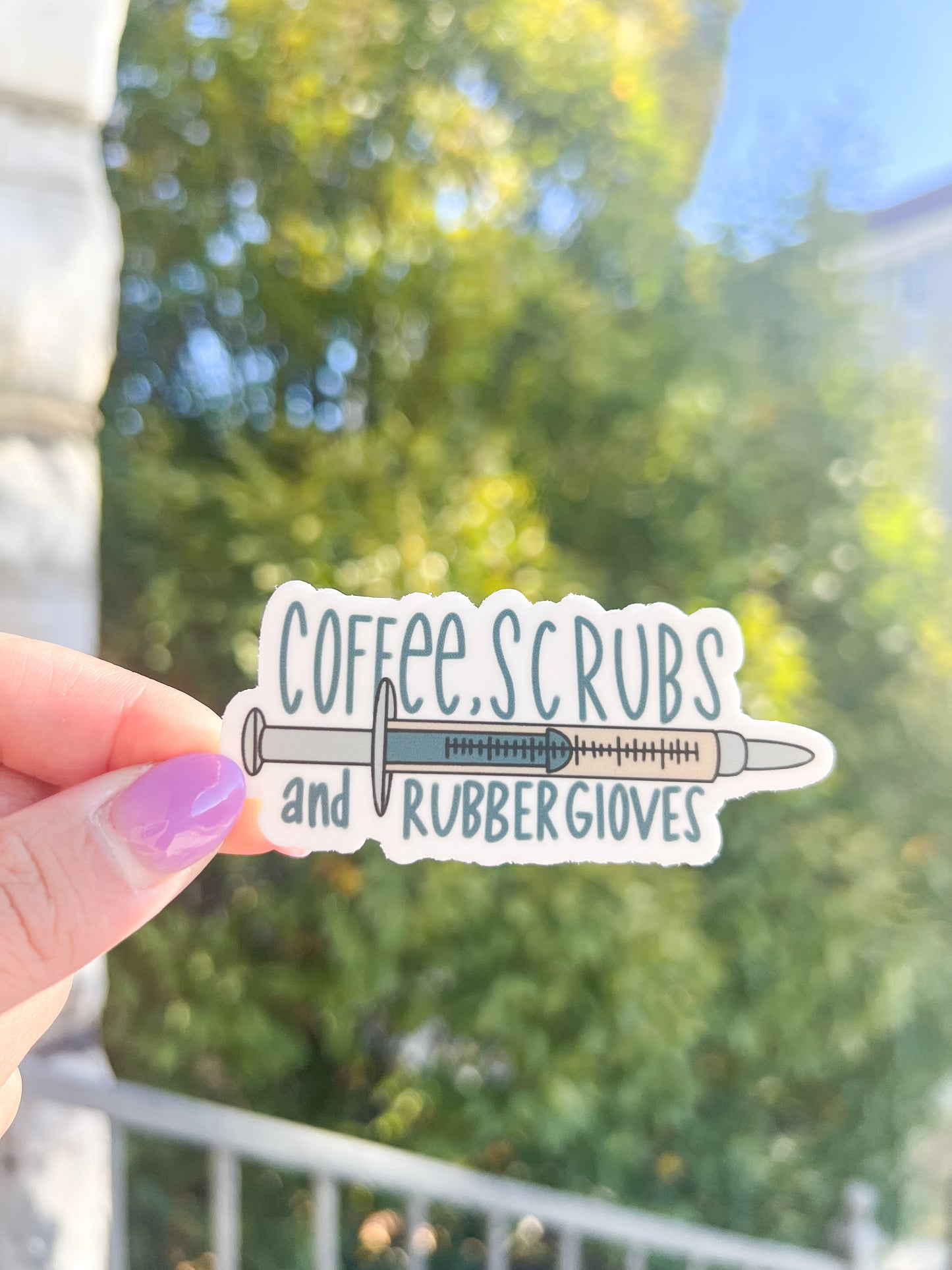 Coffee, Scrubs, and Rubber Gloves Sticker