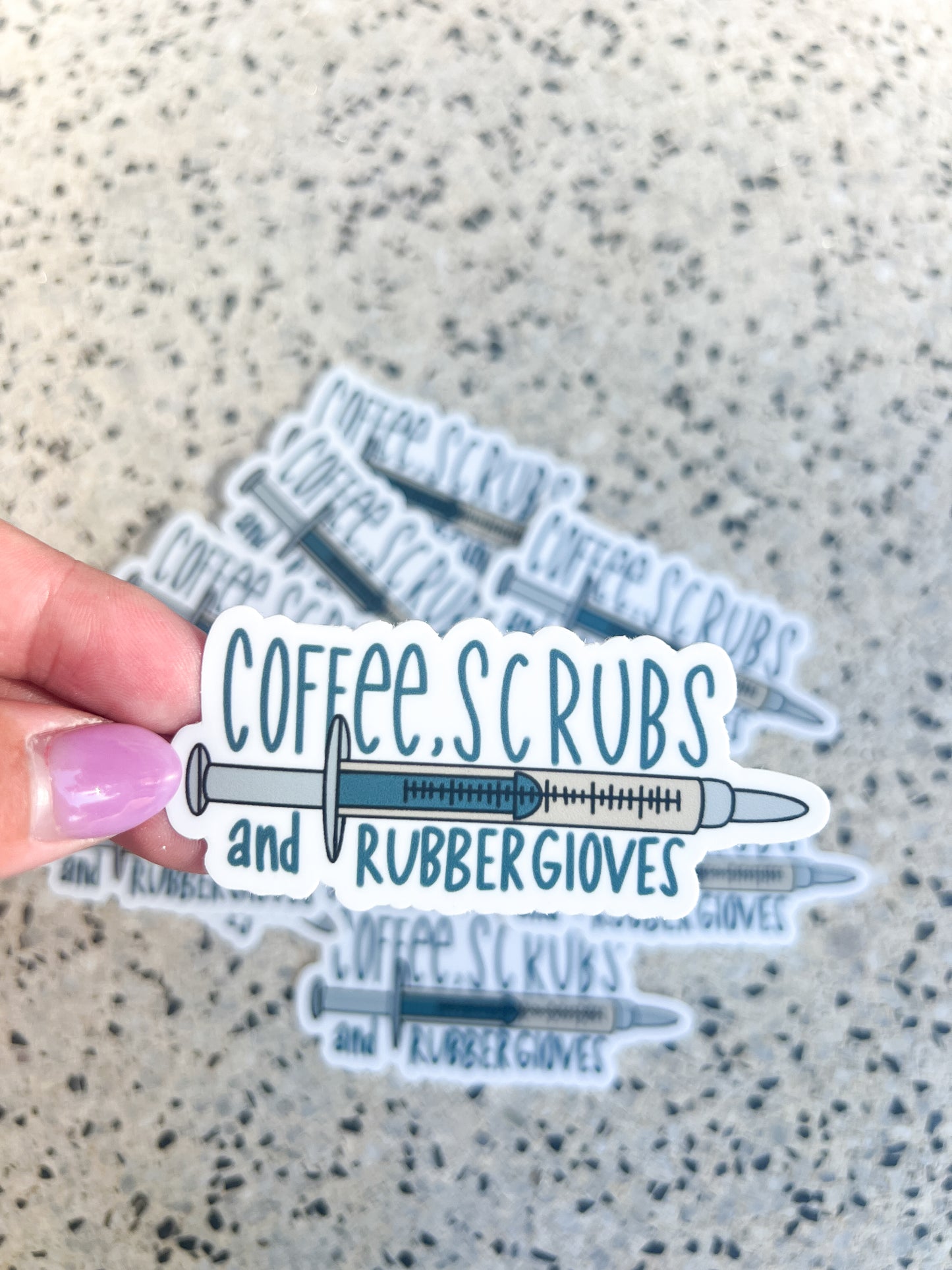 Coffee, Scrubs, and Rubber Gloves Sticker